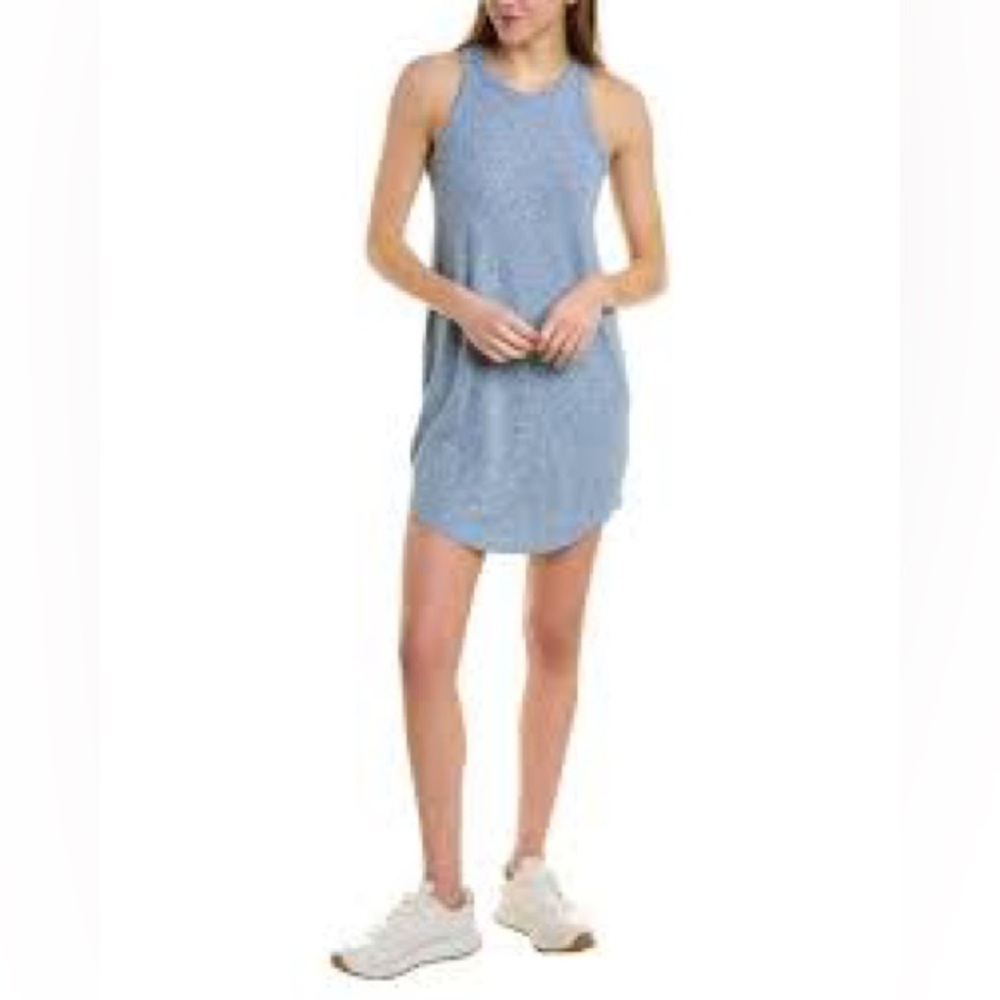 Chaser Racerback Shirttail Linen Blend Tank Dress Blue Excellent Size M